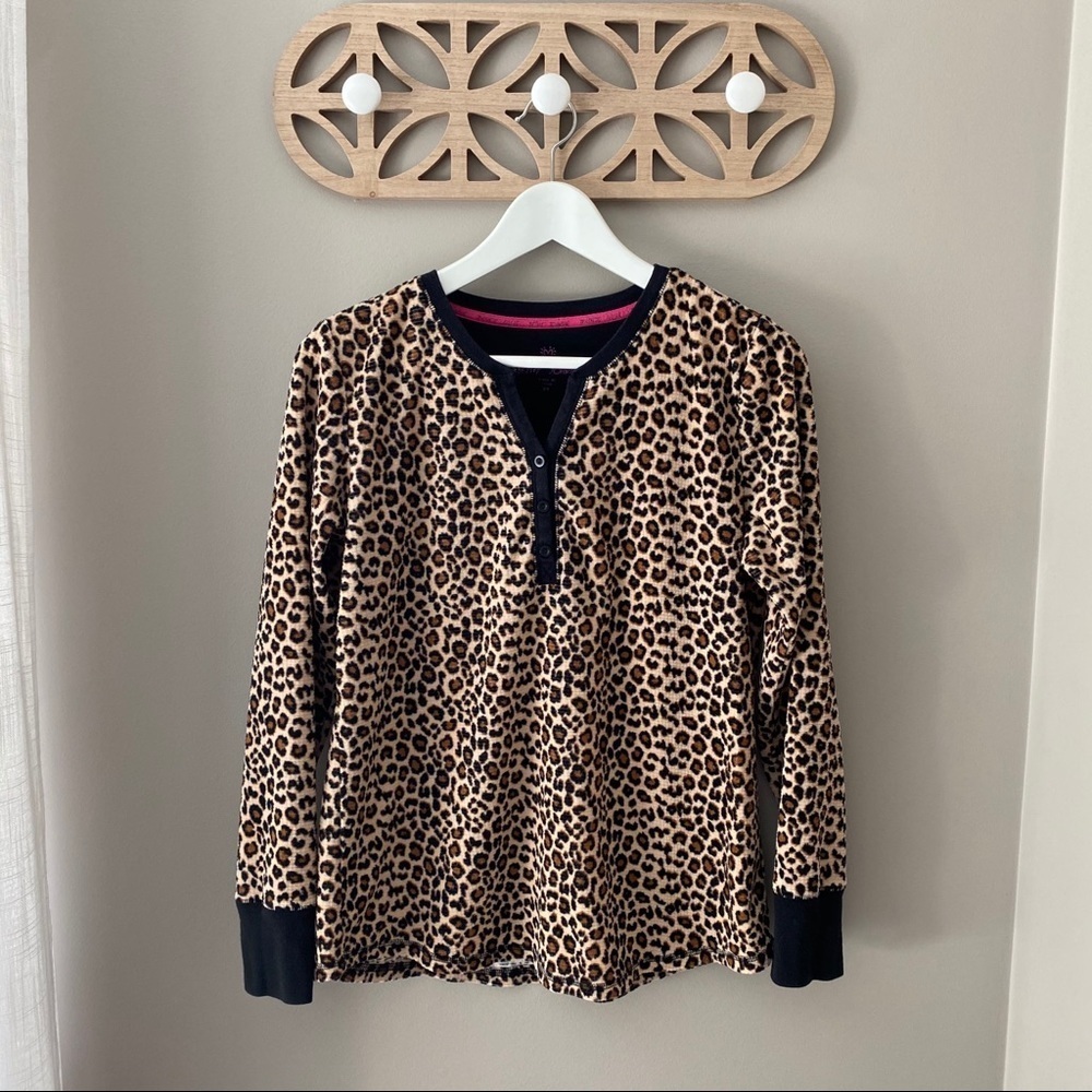 Betsey Johnson Long Sleeve Velvet Leopard Thermal Sz Medium